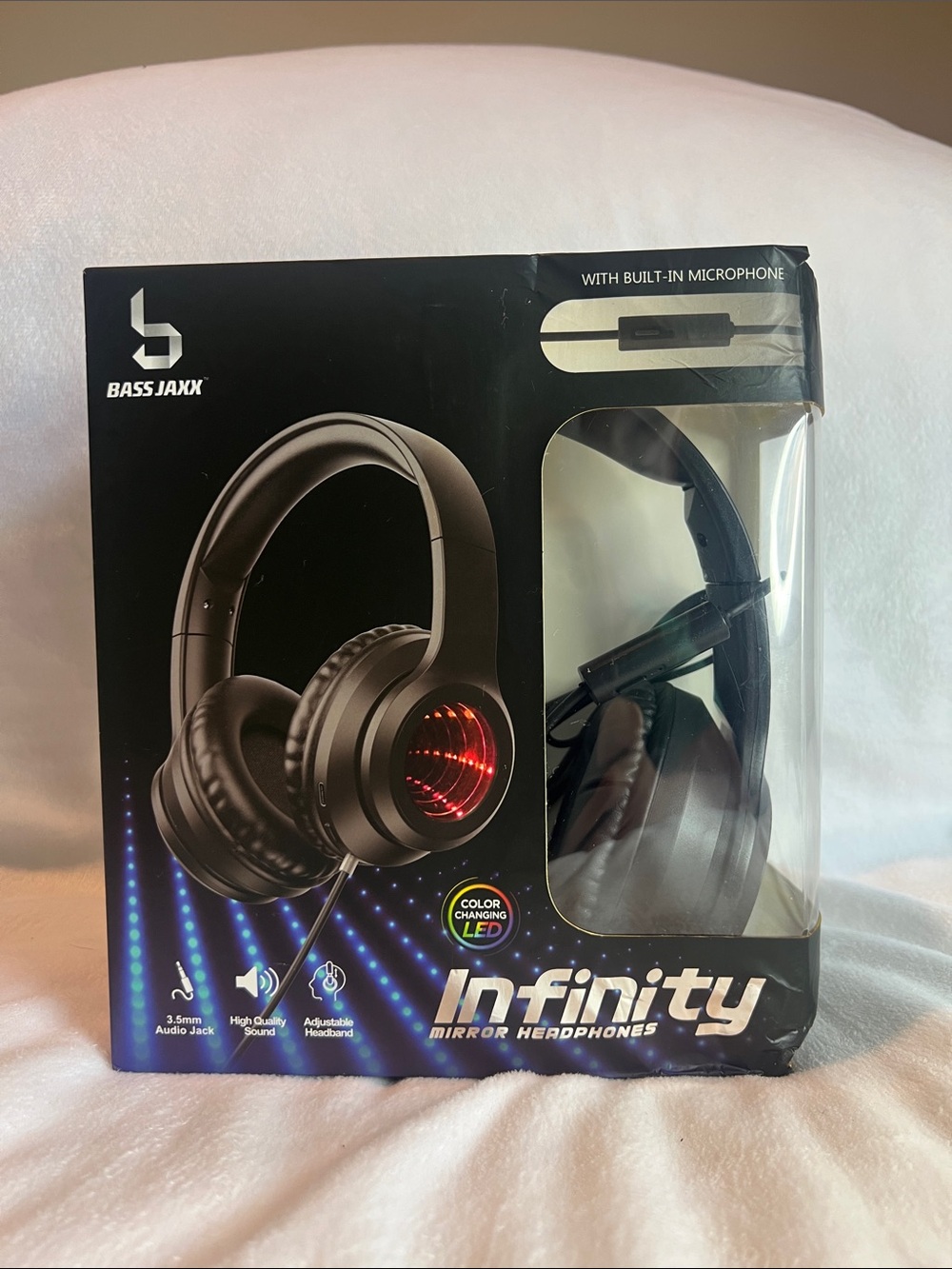 NFINITY Bass Jaxx Over-Ear LED Headphones - Black with Green LEDs